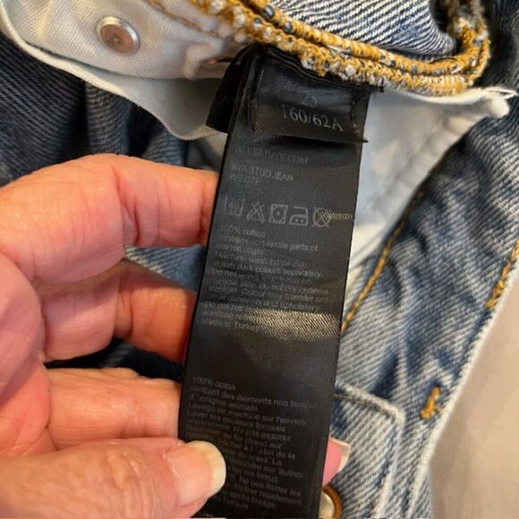 ALL SAINTS Ava Stud Jeans Metal Studded Side Seams Cotton Straight Size 25 - Picture 13 of 14